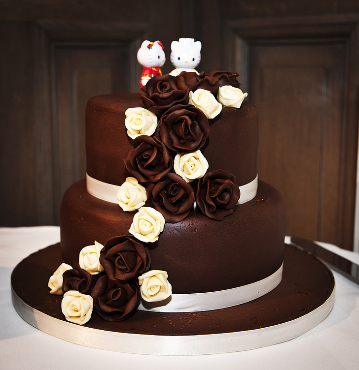 vestuvių tortas, tortas, Šokoladas, vestuvių pyragaičiai, Vestuvės, maisto, mielas