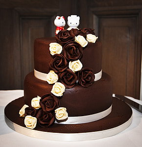 Kāzu torte, kūku, Šokolāde, kāzu tortes, kāzas, pārtika, jauks