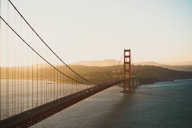 San, Francisco, Bridge, Sunset, Golden gate bridge, broen floden, bro - mand gjort struktur
