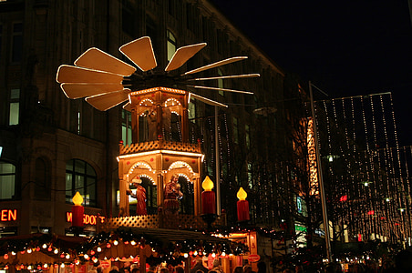 Hamburk, Vánoční, Vánoční trh, světla, Zimní, nálada