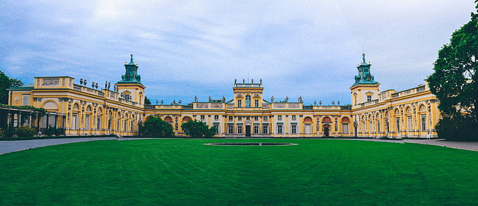 arkitektur, bygge, hage, Panorama, Polen, himmelen, Wilanowski Palace