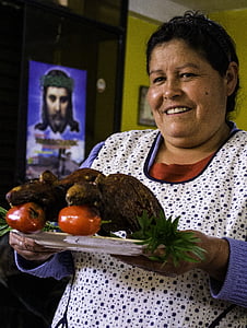 kvinde, frokost, marsvin, Peru, måltid, familie, Jesus