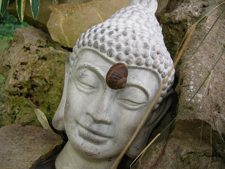 Buddha, stirnchakra, Figur, sten, gudom, resten, harmoni