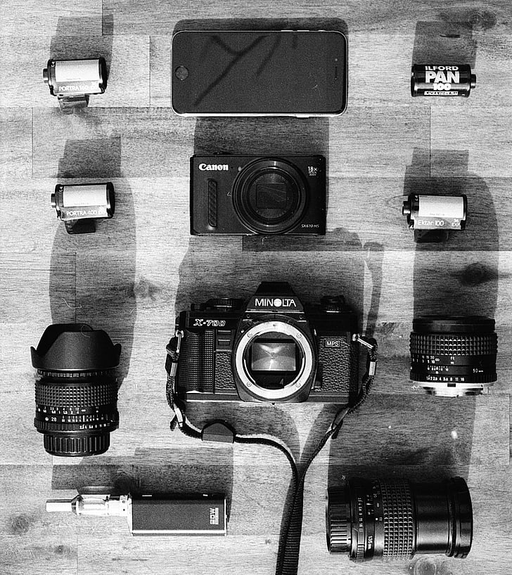 vintage da, filme, vintage, câmera, retrô, velho, câmera de filme
