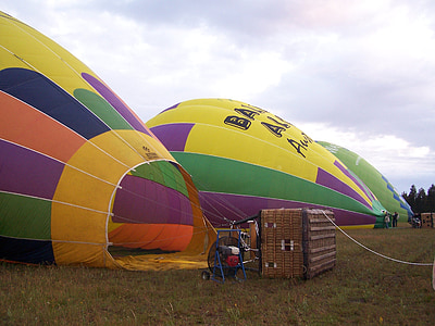 Heißluftballon, Flug, Aufblasen