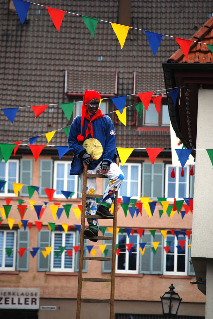 Carneval, clown, homme, personne, échelle, défilé, Allemagne