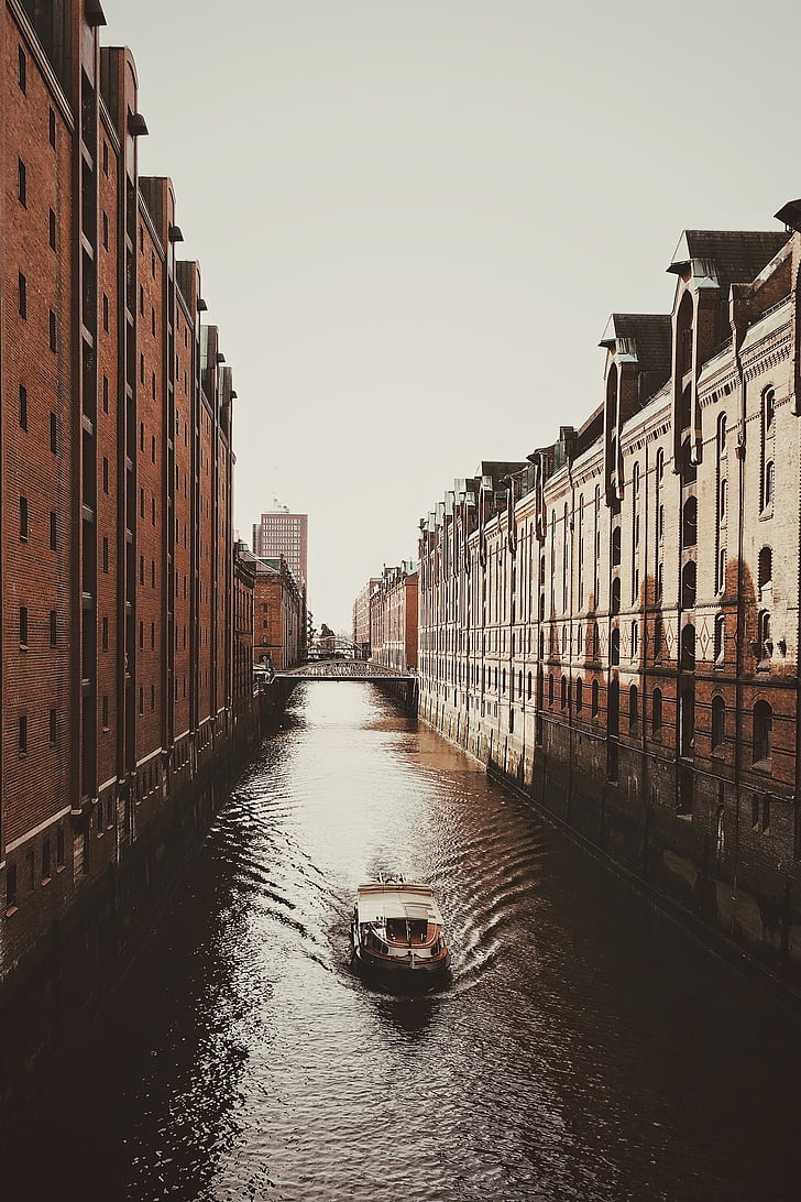 loďou, budovy, Canal, mesto, rieka, vody, Benátky - Taliansko