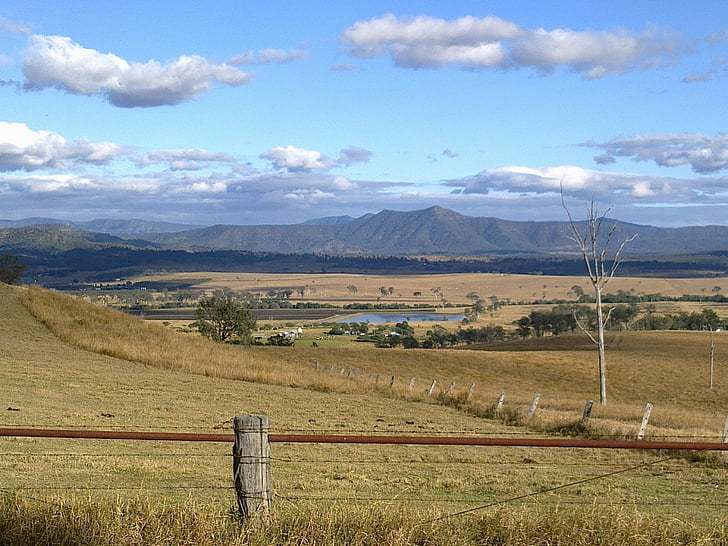 colinas, cena, país, Austrália, fazenda, campo, paisagens