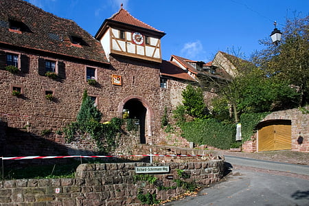Dilsberg, Odenwald, mur de la ville, porte de la ville