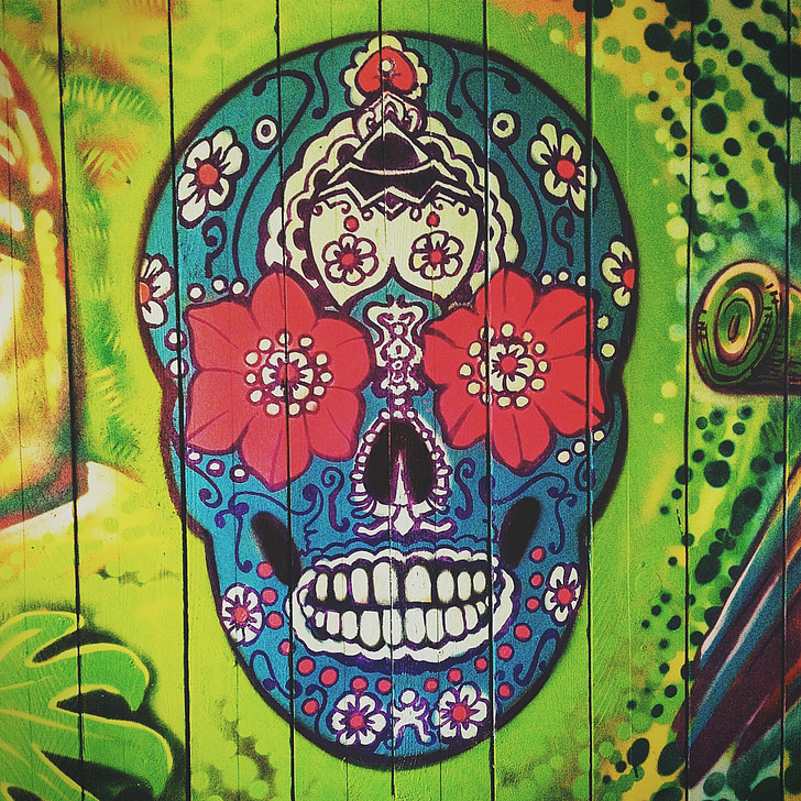 cráneo, símbolo, mexicana, México, cultura, signo de, Vintage