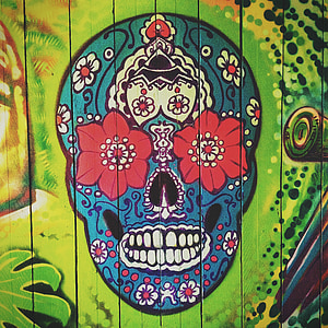 crâne, symbole, mexicain, Mexique, culture, signe, Vintage
