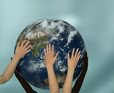 earth, globe, hands, cooperation, harmony, planet - Space, globe - Man Made Object