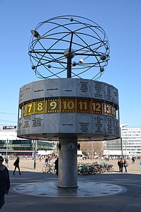 Světové hodiny, Berlín, kresba, Architektura, Alexanderplatz