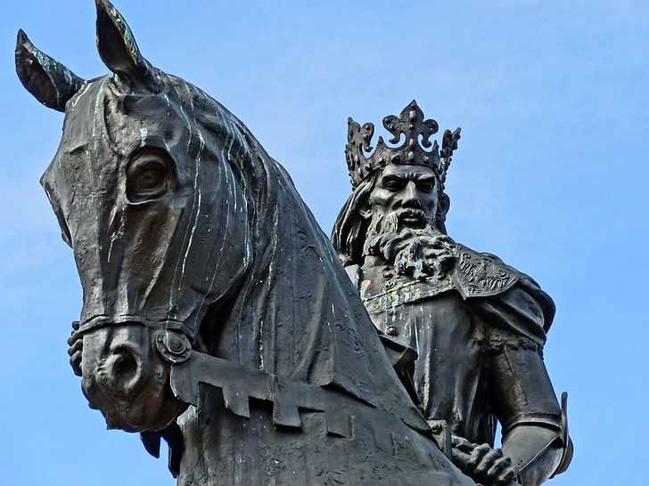 Kazimierz wielki, spomenik, Bydgoszcz, kralj, kiparstvo, Kip, konjeniški
