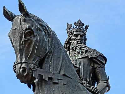 Kazimierz wielki, pieminekļu, Bydgoszcz, karalis, Tēlniecība, statuja, Jāšana