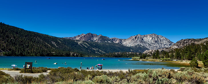 Lago di giugno, California, Panorama, montagne, natura, tempo libero, paesaggio
