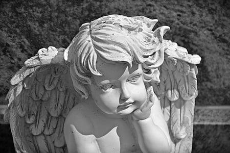 Angel, bust, figur, skulptur, kunst, hodet, ansikt