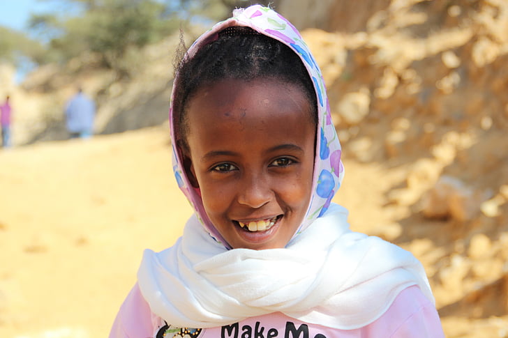 Afrika, Eritrėja, mergaitė, Eritrėjos kalnynas
