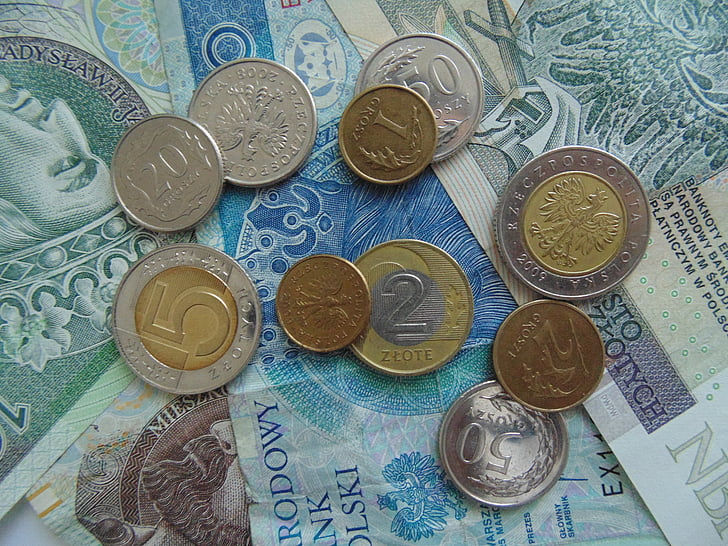 pinigų, Lenkų, grynųjų pinigų, banknotų, Auksinė, monetos, PLN