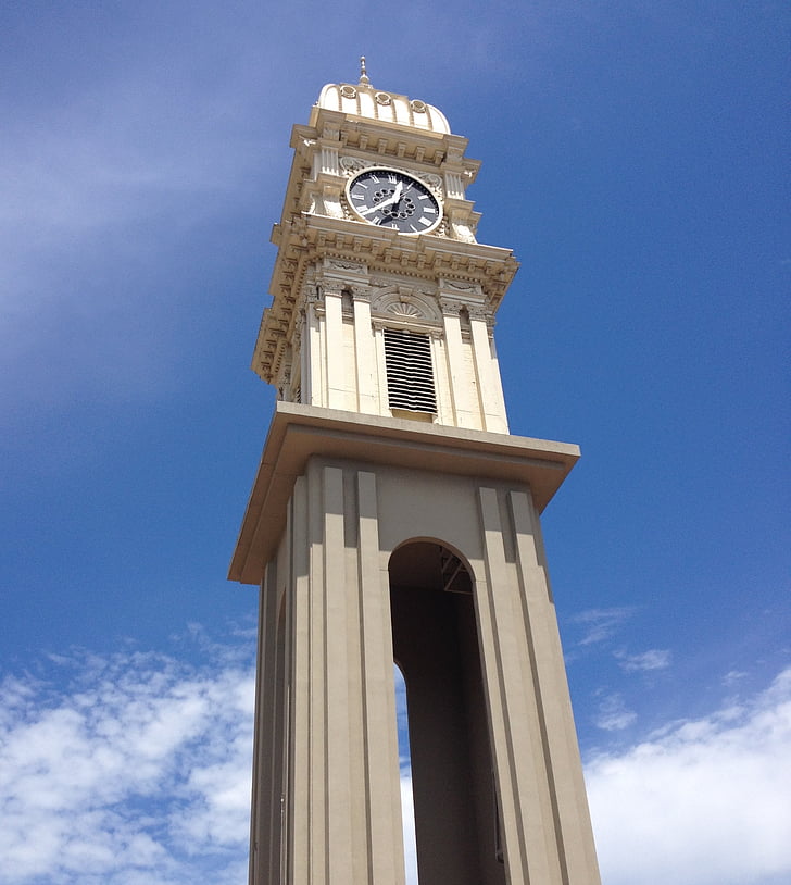 relógio da cidade, céu, Torre, arquitetura, histórico, linha do horizonte, centro da cidade
