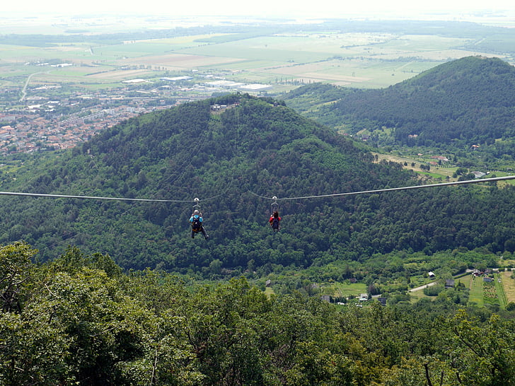 adrenalina, o teleférico, Hungria, Magas-hegy, Sátoraljaújhely, colinas