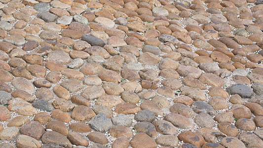 cobblestones, road, away, read stone paving, round stone, head-shaped stone, cat head plaster