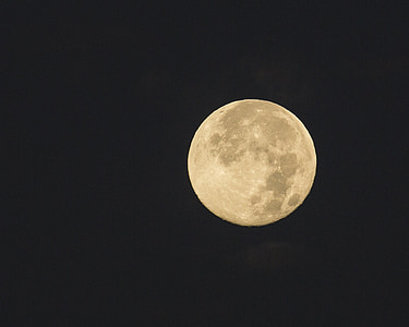 满月, 晚上, 天空, 全, 月光, 空间, 发光