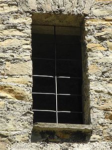 finestra, Castell, pedra, quadrícula, llum, ombra, vell
