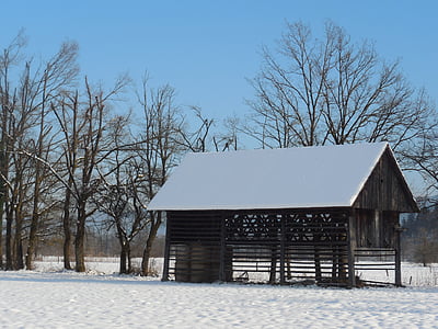 stodola, Zimní, sníh