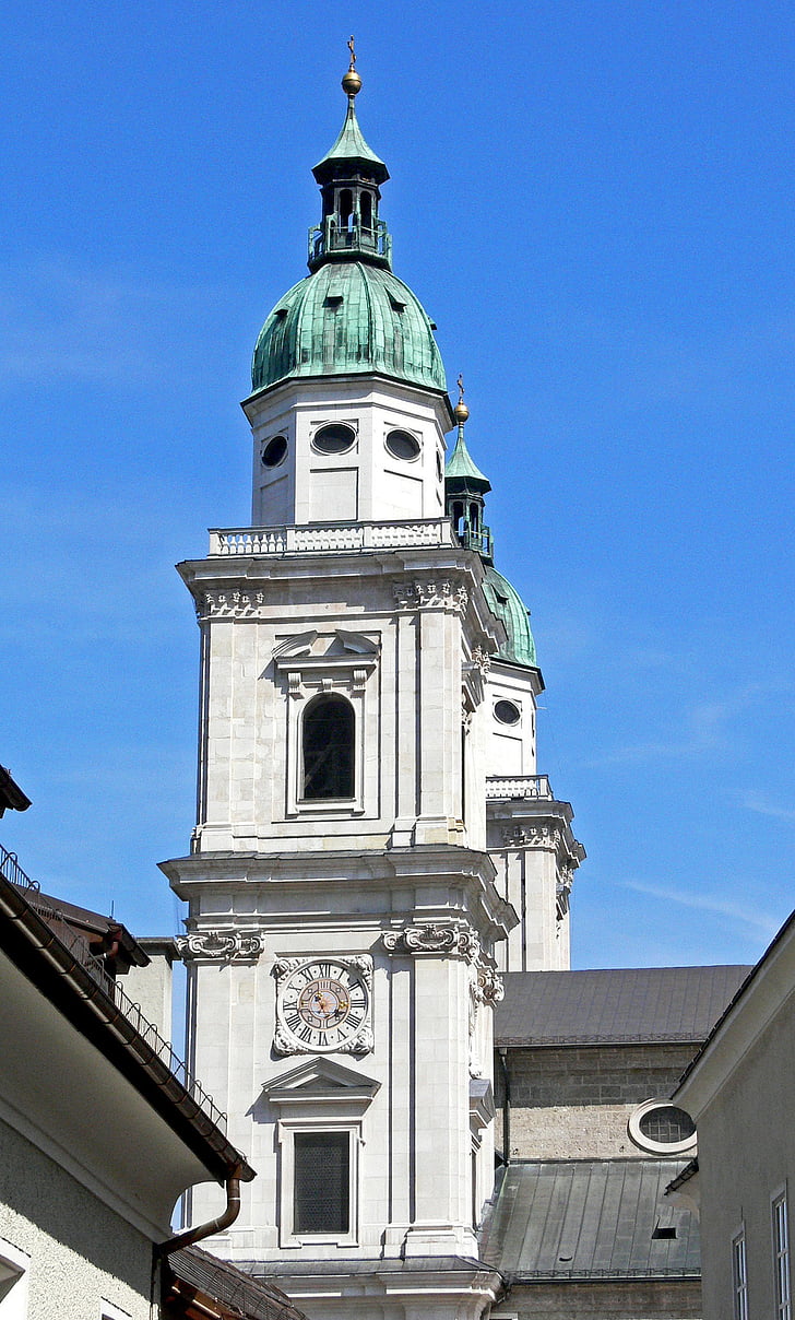 Salzburg, dom, dom' kyrktornet, kyrkan, Salzburg cathedral, gamla stan, Downtown