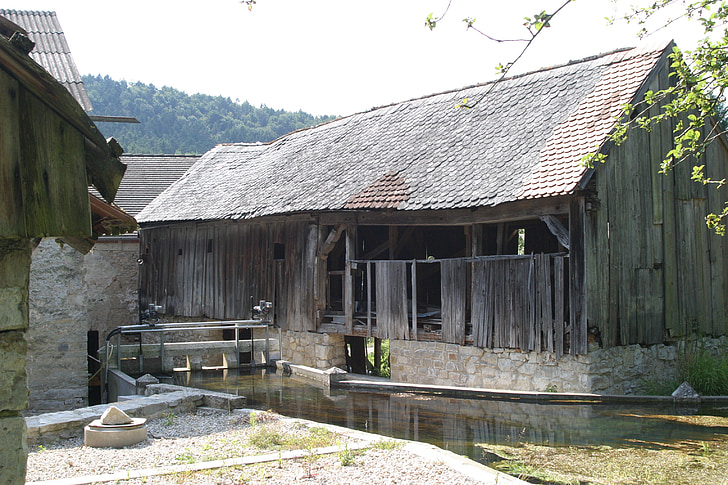 Mill, vana veski, Altmühl valley, Mühlbach, ait, talu