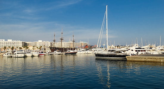 Port, loďou, more, jar, Príroda, Európa, Valencia