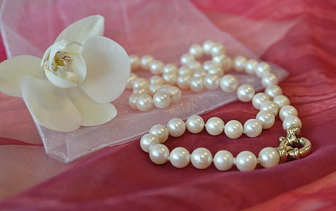 Perline, catena, seta, gioielli, sensuale, Collane di perle, collana