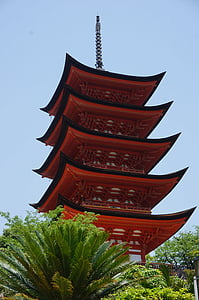 Japan, Hiroshima, Miyajima, fem historie pagoda, Tower