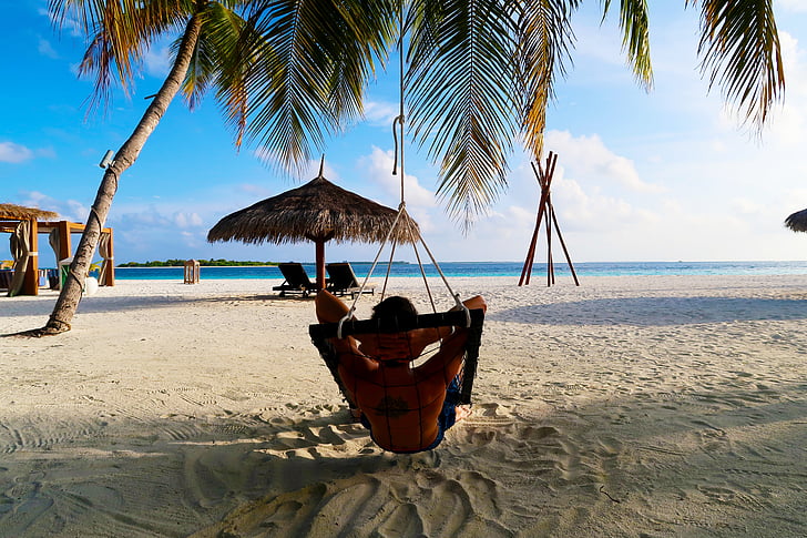 relax, palm, paradise, sand, resort, beach, travel
