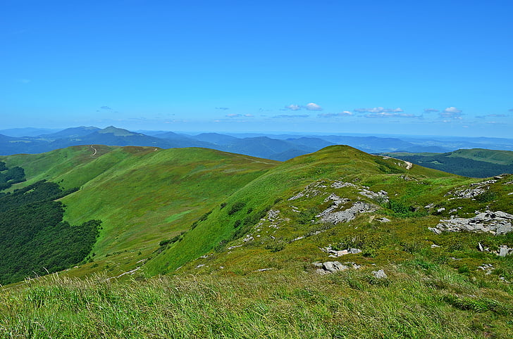 montagne, paesaggio, vista, Panorama, Bieszczady, natura, foresta