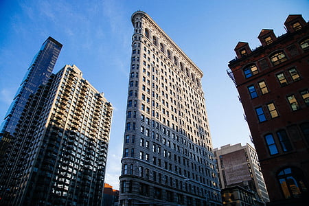 플랫 아이언 빌딩, 뉴욕 시티, 아키텍처, 유명한, 건물, 집, 역사적인