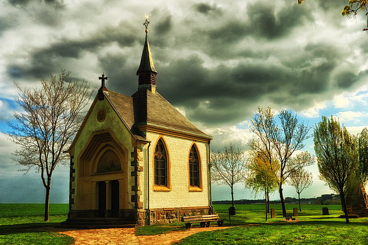 kapell, Eifel, Tyskland, vägkanten kapell, kristna, liten kyrka, byggnad