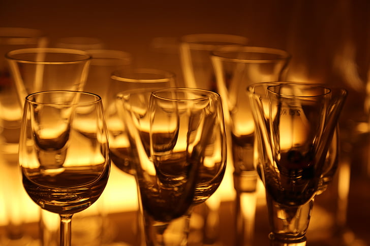glass, glasses, cocktail, restaurant, wine glasses, dinner, alcoholic beverages
