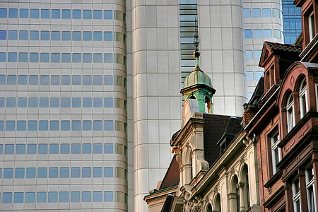 kontrast, Frankfurt, City, gamle, nye, hjem, facade