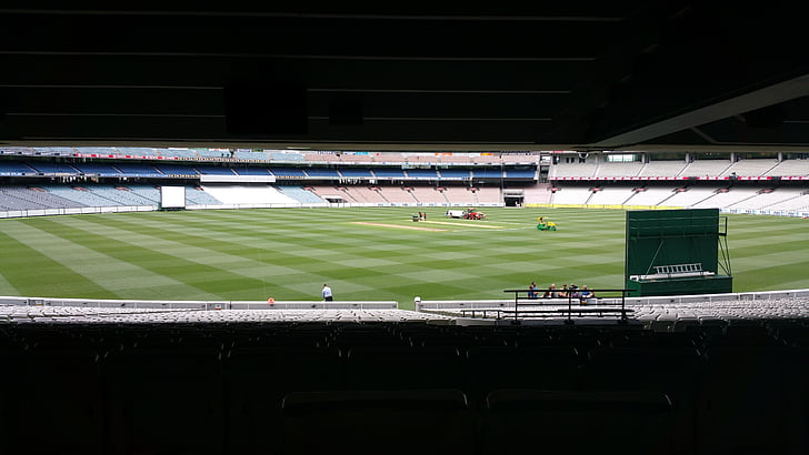Stadium, Melbourne, cricket ground, cricket stadium, græsplæne, grøn