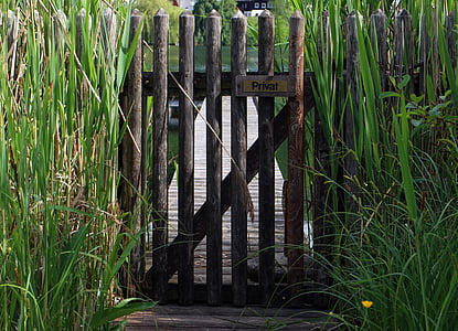 ограда от колове, jägerzaun, вратата, гол, достъп до, дървена врата, дървен материал