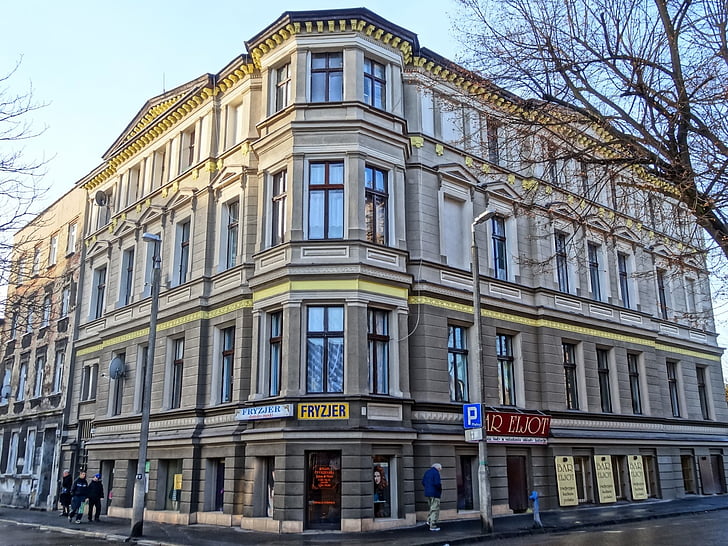 sienkiewicza, bydgoszcz, windows, architecture, relief, building, facade