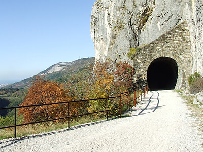 piste cyclable, Val rosandra, à pied, paysage, Galerie, tunnel, nature