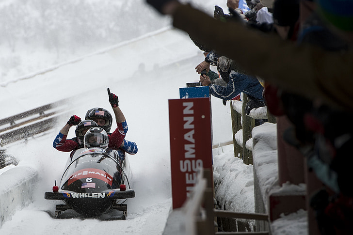 bobsled, team, finish, competition, winter, sport, bobsledding