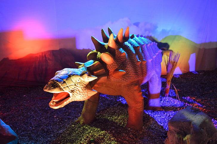 dinosaur, dyr, historie, neonlys, figur, udstillingen