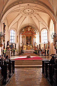 Lordų lentelė, bažnyčia, Sankt jakob, Dachau, Bavarija, Vokietija, interjeras