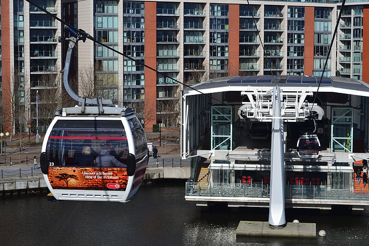 Gondola, London, pogled, sonce, pomlad, urbano prizorišče, prevoz