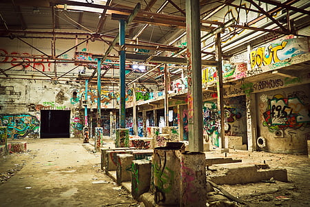 lost places, factory, old, lapsed, building, hall, ruin