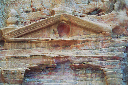 temple, urn tomb, weathered, petra, the red, the colorful, siq